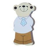 C&F Wooden Papa Bear Character - Blue Tie